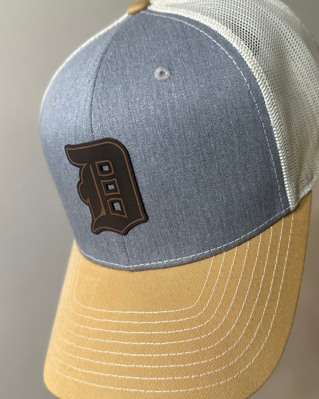 Detroit Baseball Genuine Leather Old English D - Richardson Snapback Hat