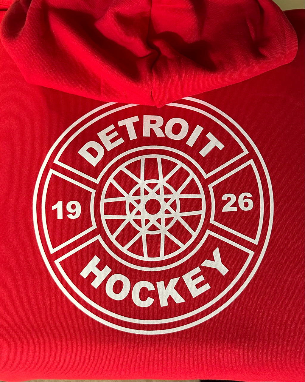 Detroit Hockey Wheel Red Hoodie