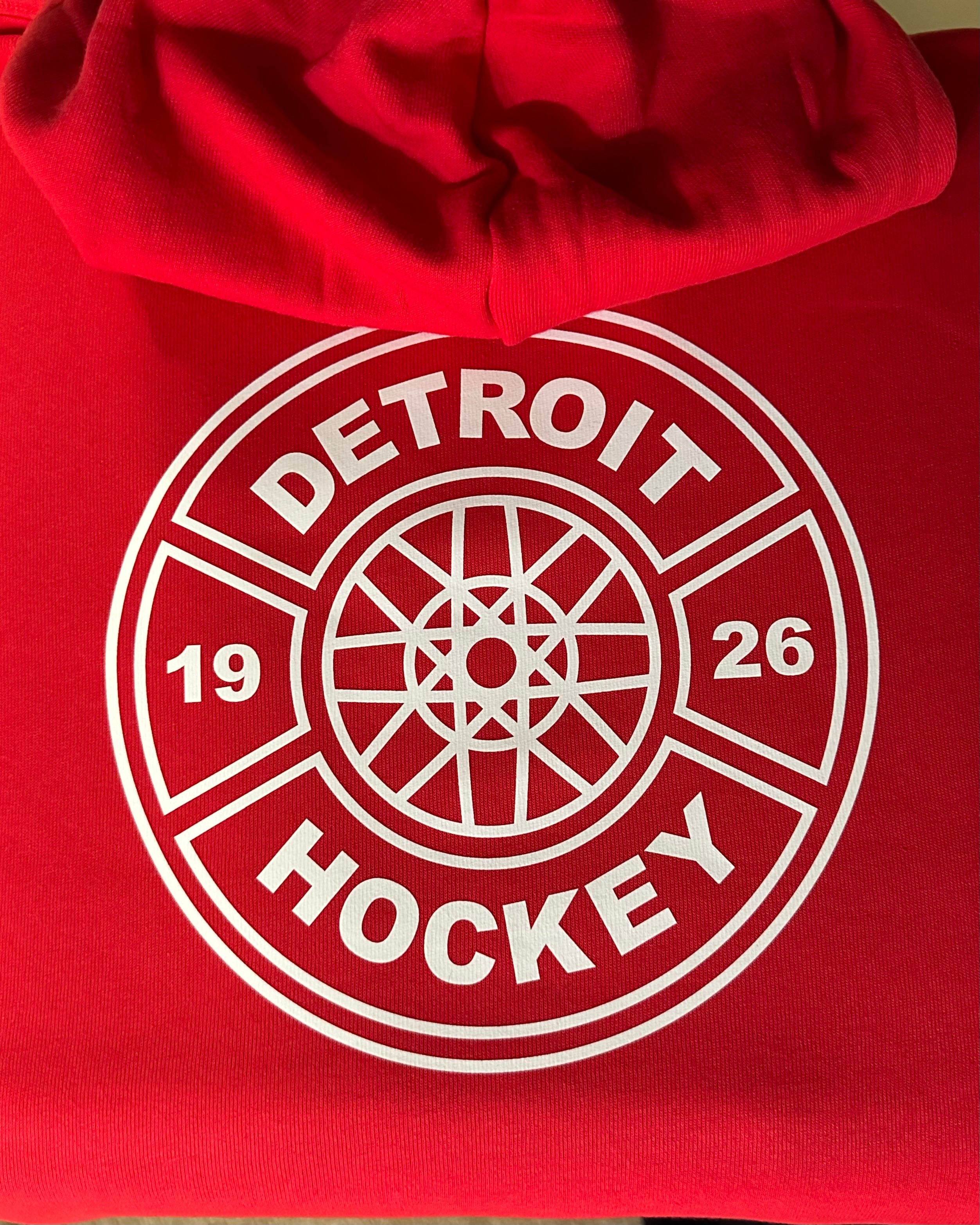 Detroit Hockey Wheel Red Hoodie