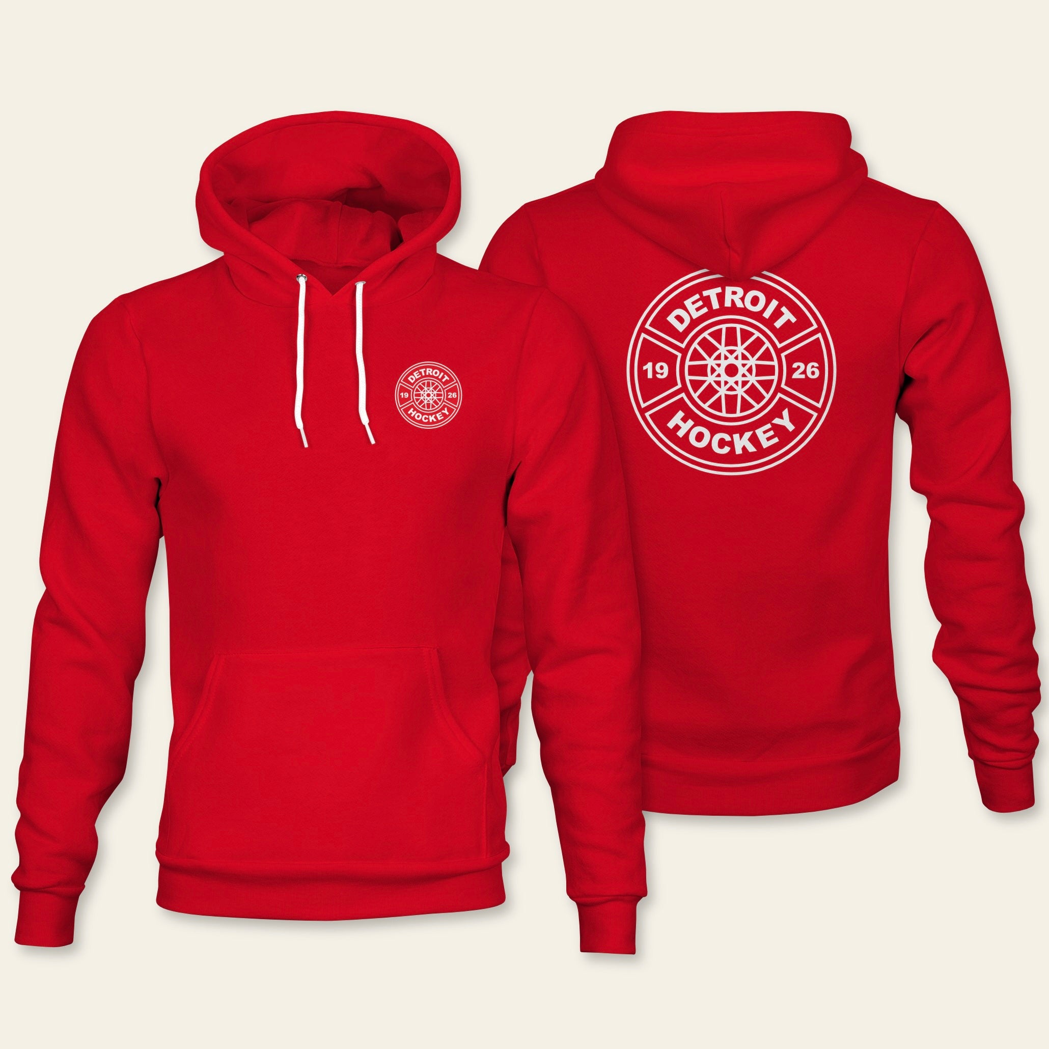 Detroit Hockey Wheel Red Hoodie