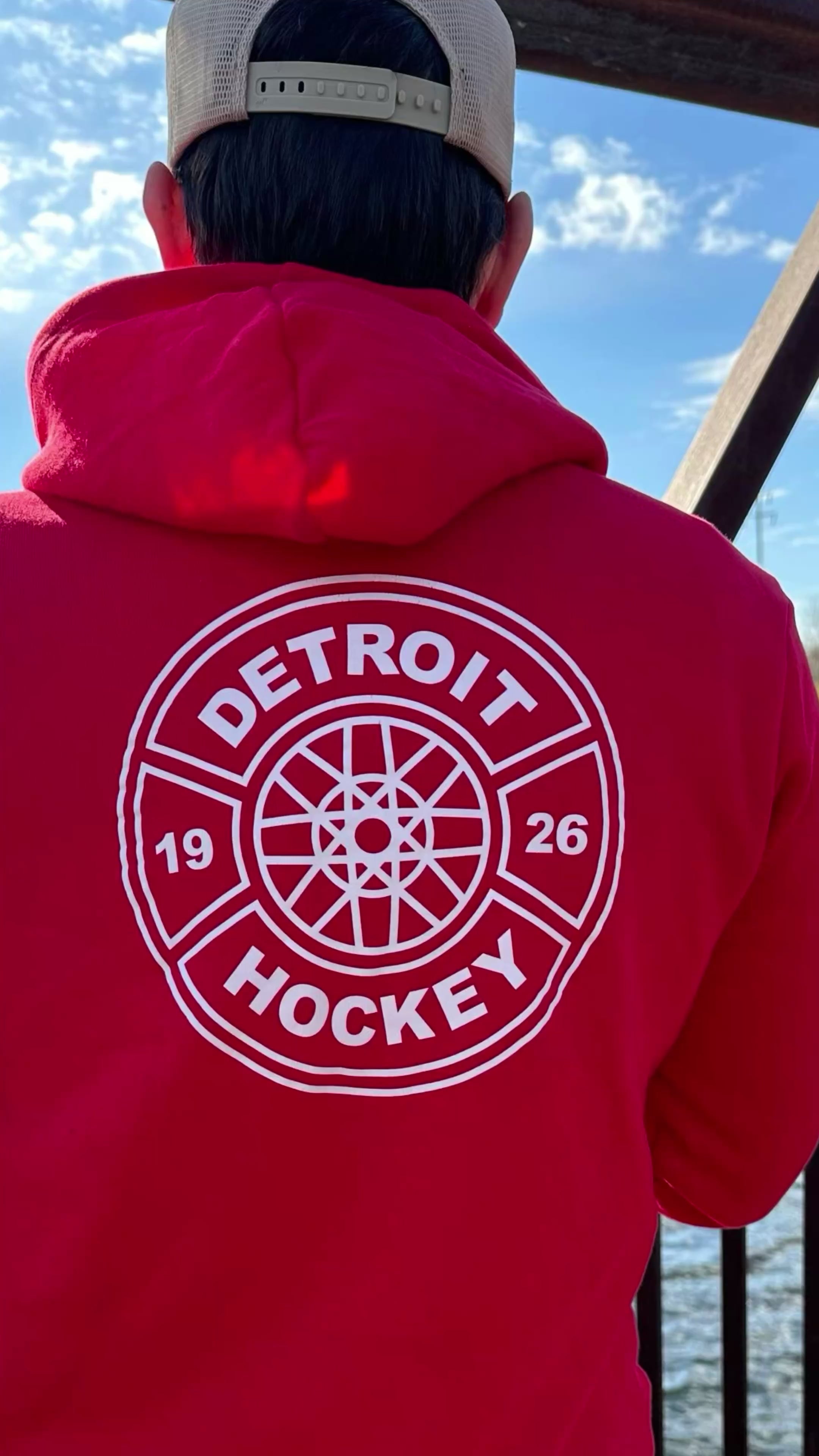 Detroit Hockey Wheel Red Hoodie