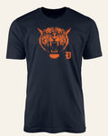 Detroit Baseball Orange Tiger - Short Sleeve Navy Shirt