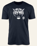 Detroit Baseball White Tiger - Short Sleeve Navy Shirt